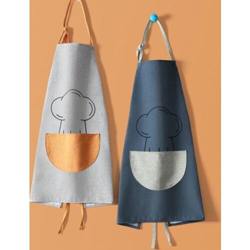 Kitchen Apron Waterproof Oil-Proof Apron For Woman Adjustable Household Cooking Bib With Pocket Hand-Wiping Clean Tool Accessory