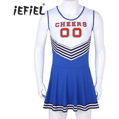 Men Sissy Male Charming Cheerleader Female Cosplay Fantasia Sexy Costumes Dress Pleated Night Festival Fancy Short Dress