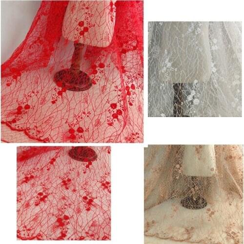 Soft quality fabric Women dress wedding custom lace embroidery fabric cloth wedding Clear and natural lines free shipping MF30