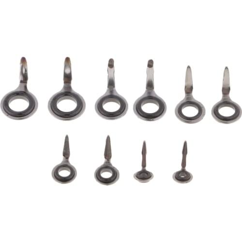 10pcs Fishing Rod Guides Tip Set, Stainless Steel Fishing Pole Eye Ring, Spinning Rod Accessories