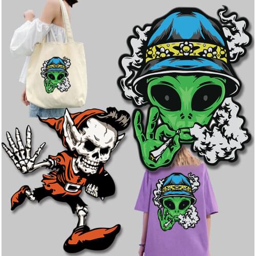 Monster Skull Stickers on Clothes Iron-on Transfers Heat Transfer printing Sports Team Stickers Cloth patches