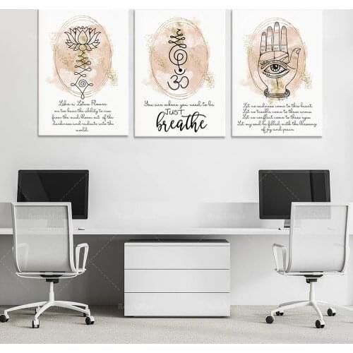 Yoga wall art prints, spiritual gifts, meditation gifts, sacred geometry, Buddhist language wall art decoration, Hamsa hand lotu