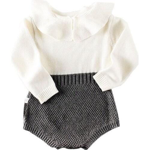 Newest Knitted 0-24 Autumn Baby Girl Jumpsuits Soft Cotton Fabric Rompers Handmade Infant Toddle Romper