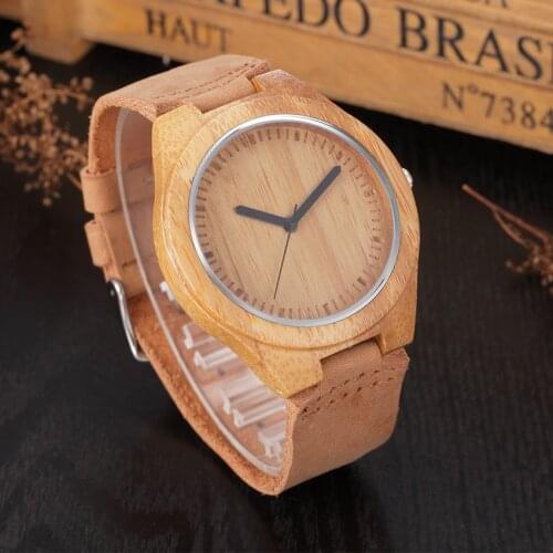 2017 Promotion New Arrival Japanese Miyota Wristwatches Genuine Leather Bamboo Wooden Watches For Men Women Christmas Gifts