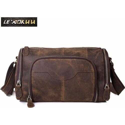 Original leather Men Fashion Shoulder crossbody Messenger Bag Designer Mochila University College Book School Student bag b258