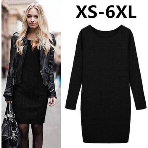 Autumn Winter Long Blusas 2020 Women Long Sleeve bodysuit Dress Solid sexy Dresses Vestidos Plus Size winter dress XS-5XL 6XL