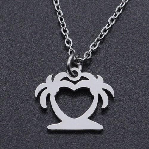 Palm Tree Stainless Steel Charm Necklace for Women Fashion Jewelry Necklaces Dropshipping Wholesale Accept OEM Order