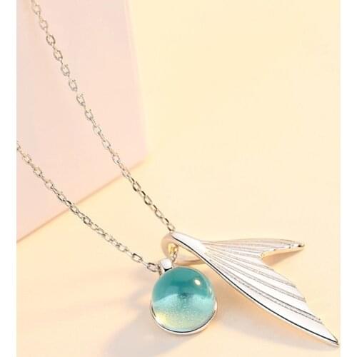 Mermaid Fishtail Necklace Whale Necklace Blue Tailed Fish Nautical Chokers Charm Mermaid Tail Pendant Necklace Jewelry for Women