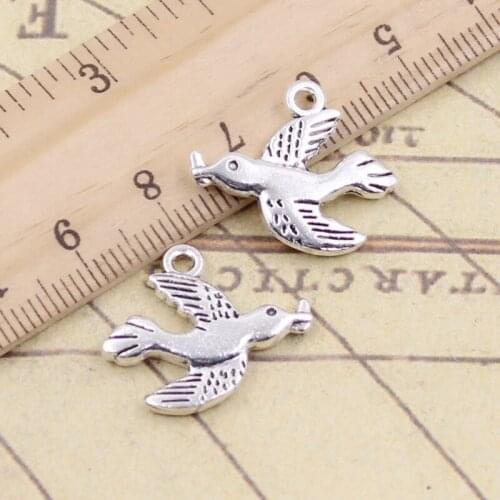 10pcs Charms Peace Dove Swallow 21x19mm Tibetan Silver Color Pendants Antique Jewelry Making DIY Handmade Craft Pendant