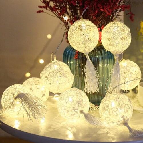 Christmas Decorations 2020 Led Bedroom Cotton Ball Tassel Small Color Lamp Battery Box Decorative Star Flashing String Cotton