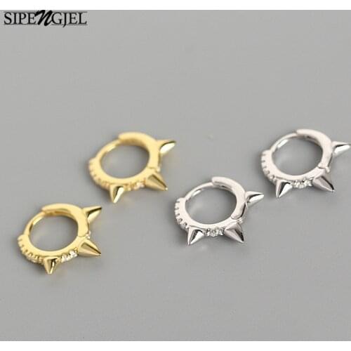 SIPENGJEL Fashion Cubic Zircon Unusual Personality Punk Earrings Korean Style Small Gold Hoop Earrings For Women Cute Jewelry