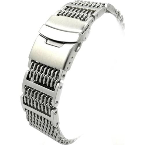 22mm Stainless Steel Shark Mesh Watch Band Strap Wrist Bracelet Strap Replacement
