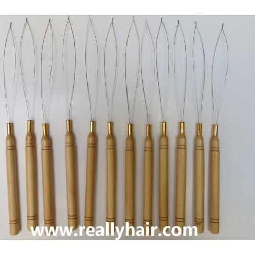 Hair extension specialty tool hair extension fishing line wooden handle hook needle 12