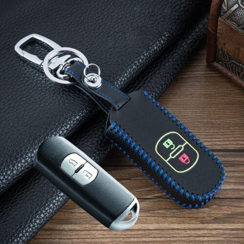 Luminous Leather Keychain Car Remote Key Case Cover For Mazda 2 3 6 Axela Atenza CX5 CX4 CX7 CX9 2015 2/3 Button Accessories