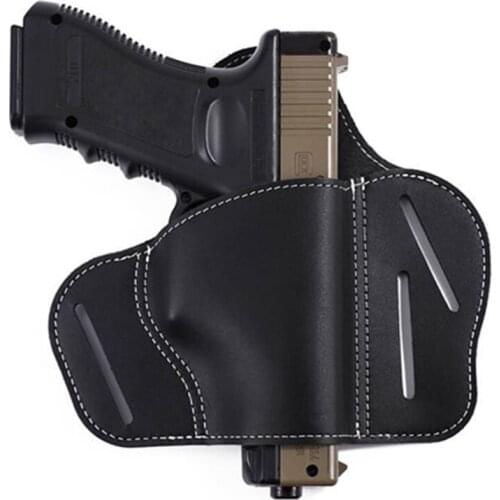 Tactical Military Leather Holster Concealed Gun Carry Holster Black PU Glock 17 19 22 23 43 Sig Sauer Ruger 92 M92 Right Hand