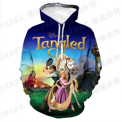 Tangled Rapunzel Cartoon Anime Clothes For Children Disney 3D Print Women Hoodies Spring Streetwear Mens Sweatshirt