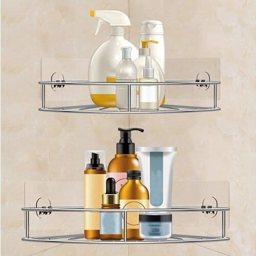 2PCS Corner Shelf Shower Basket Shelf Stainless Steel Self-Adhesive Wall Shelf Bathroom Bathroom No Drilling Storage Holder