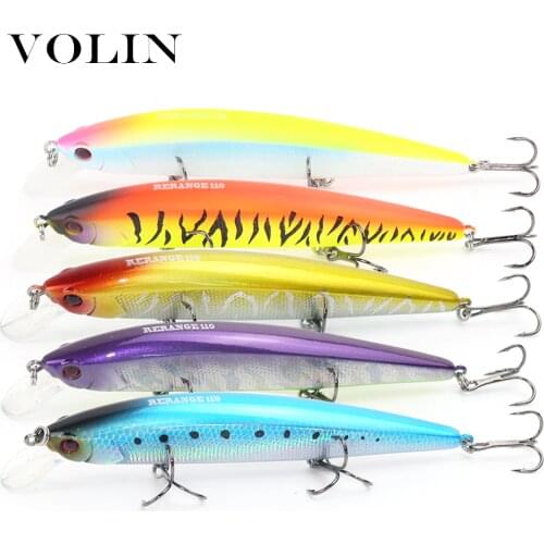 Volin 1pc Wobbler Minnow Fishing Lure Bass Tackle Crank Baits110mm 15.5g with 2 Fishing Hooks Fishing Tackle Lure