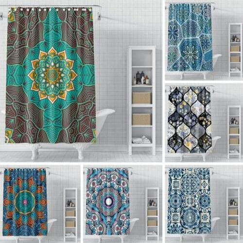 Geometric Strip Print Waterproof Shower Curtain Polyester Fabric Bathroom Dectorative Bathtub With Hook Bathroom Accessories