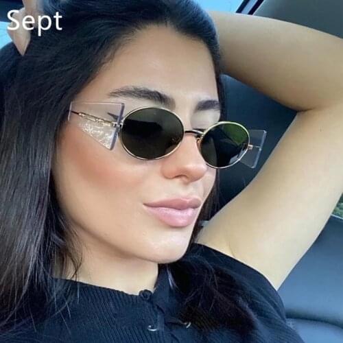 Women New Fashion Alloy Hip Hop Sun Glasses Men Vintage Punk Small Eyewear Unique Gray Yellow Round Brand Sunglasses For Women