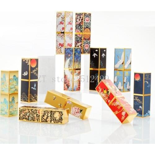10/30/50pcs China Egypt Style Tetris Square Empty Cosmetics Lipstick Tube 12.1mm Lip Balm Container Shell Packaging Refillable