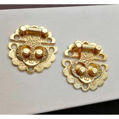 10pc Small Jewelry Wooden Box Case Toggle Hasp Latch 30x30mm Buckle Clasp Lock New Golden Vintage Hardware Furniture Accessories