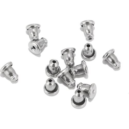 100pcs Stainless Steel Earnuts Bullet Clutches Earring Safety Backs Stopper Replacements Earring Backing Jewelry Making Findings