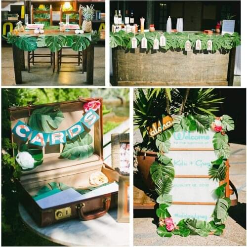 12pcs/lot Large Tropical Palm Leaves Simulation leafs Hawaii Theme Party Decorations wedding/ birthday table decoration