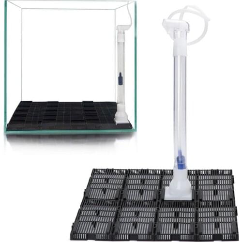 16/32 Pcs Aquarium Bottom Sand Filter Plates with Air Stone Extendable Water Filter Pipe Fish Tank Marine Filter Accessories