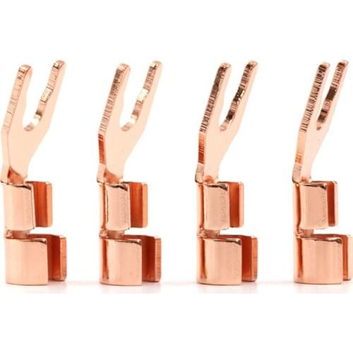 4pcs CMC Red Copper Y Spade Speaker Plug U-Plug Bananan Plug Pure Copper SY1501