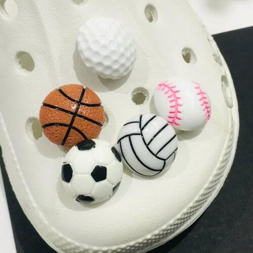 5Pcs Simulation Ball Style Shoe Accessories Novel Shoe Buckle Charms 3D Resin Shoe Decoration Fit Kids Party X-mas