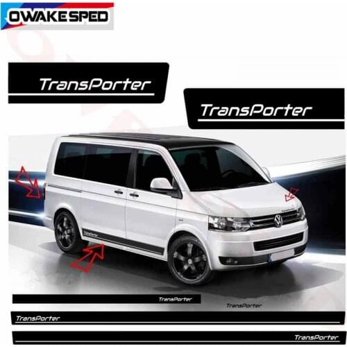 Car Sport Stickers Auto Body Door Side Skirt Stripes Stickers Vinyl Decal For-Volkswagen Transporter T4 T5 T6 Accessories