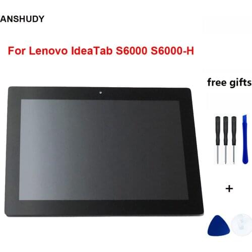 For Lenovo IdeaTab S6000 S6000-H Black Touch Screen Sensor Digitizer Sensor Panel Glass + LCD Display Screen Panel Monitor