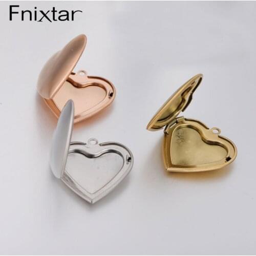 Fnixtar 20Pcs Cute Heart Photo Frame Charms Mirror Polish Stainless Steel Charms For DIY Making Necklace Lovers Friends Gifts