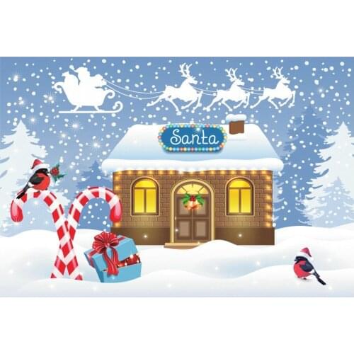 Christmas Backdrop Cartoon Winter Igloo Santa Vinyl Photography Background New Year Xmas Party Decor Photo Booth Studio Props