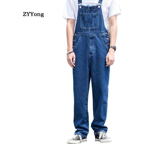 Suspender Bib Overalls Pants Mens Jeans Jumpsuits High Street Distressed 2020 Fashion Denim Male Plus Size S-3XL