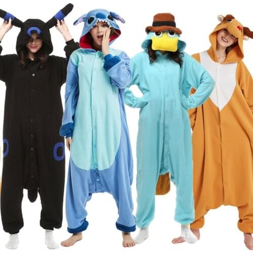 Women Men Animal Raccoon Onesies Unisex Winter Stitch Deer Onesie Jumpsuit Anime Cartoon Costume Adults Fleece Sleepwear Pajamas