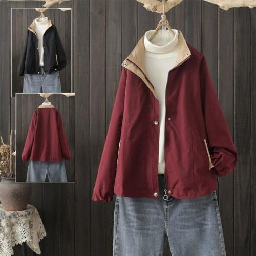 2021 Spring Autumn Women Jacket Fashion Windbreaker Female Long Sleeve Casual Jackets Loose Coat Outwear Plus Size 5XL aq274