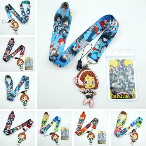 Cute OCHACO URARAKA Lanyard for USB ID Card Mobile Phone Straps Webbing Anime My Hero Academia Key Chains Neck Straps Gift