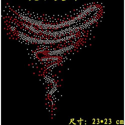 2pc/lot RED and white Firework iron on sticker hot fix rhinestone motif iron on transfer patches for sweater