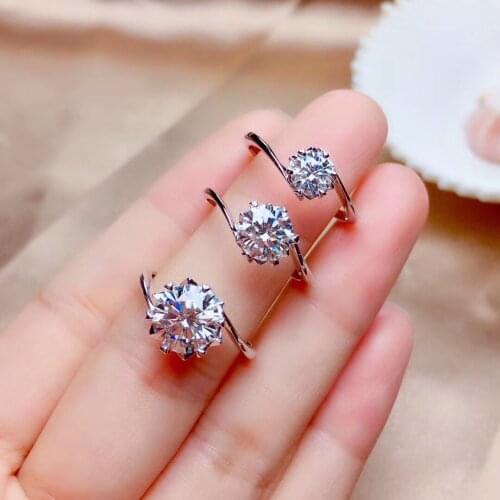 Simple Fashion Moissanite Engagement Ring for Woman 0.5ct To 2ct D Color Moissanite Ring 925 Silver Moissanite Wedding Ring