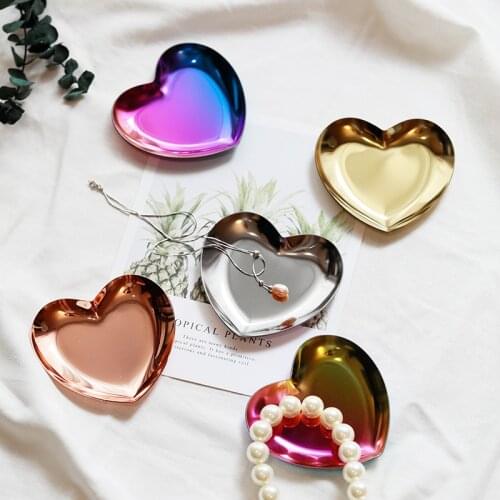 Heart-shaped Jewelry Tray Nordic Style Decoration trays Cosmetic Jewelry Necklace Stainless Steel Storage Tray Home Furnishings