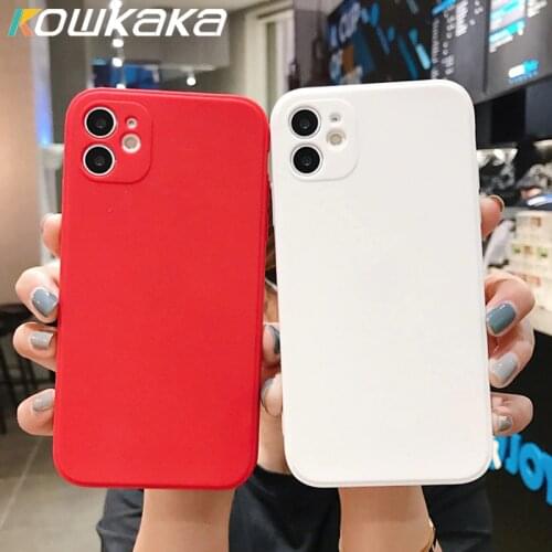 Soild Color Square Silicone Phone Case For iPhone 11 Pro Max XS Max 12 Mini XR X 6 6S 7 8 Plus SE 2020 Camera Protection Shell