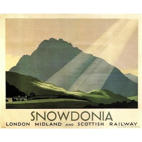 Snowdonia 1928 TRAVEL RAILWAY METAL TIN SIGN POSTER WALL PLAQUE