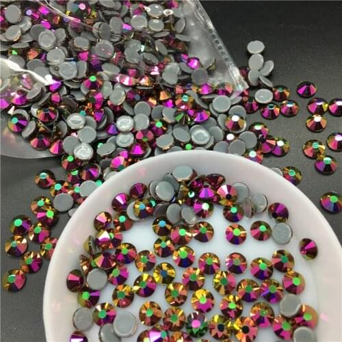 Topstone Rainbow Rose Gold Color Sizes SS3 ~ SS30 Iron On hotfix rhinestones with glue transfer flatback hotfix crystal stones