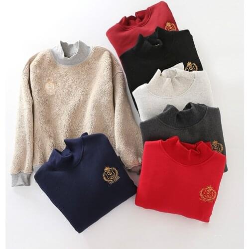 Autumn New Thick Lamb Velvet Sweatshirts Womens Plus Size Plus Velvet Turtleneck Pullover Coat Sweatshirts Warm Sportswear