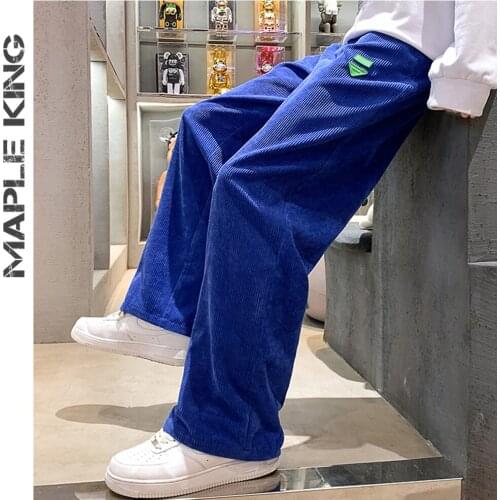 Corduroy Loose Staight Trousers Mens Vintage Fashion Homme Pantalones Japoneses Spring Autumn Joggers Men Casual Long Pant M-5XL