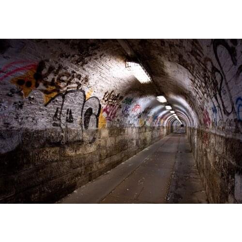 VinylBDS Retro Tunnel Brick Wall Backgrounds For Photo Studio Lights Photographic Background Graffiti Wall Personalized Backdrop