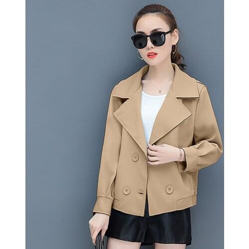 2019 Spring New Women Short Jacket Fashion Wild Thick Solid Color Double-breasted Suit Collar Slim Long-sleeved Women Jacket