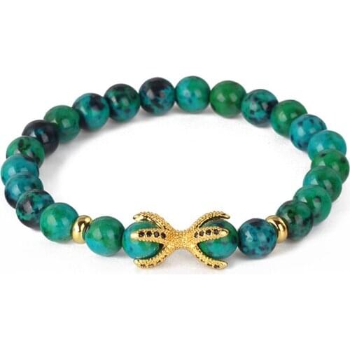 Charm Black CZ Dragon Claw Charms Elastic Grey Onyx Gem Stone Beads Strand Bracelets for Men Women Accessories Pulseras Mujer